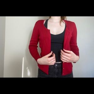 Red silk cardigan